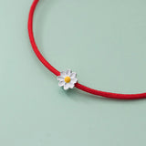 Silver Flower Heart 925 Sterling Silver Rope Bracelets Women Thread Line