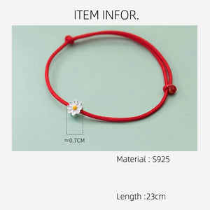 Silver Flower Heart 925 Sterling Silver Rope Bracelets Women Thread Line