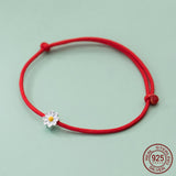 Silver Flower Heart 925 Sterling Silver Rope Bracelets Women Thread Line