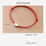 Silver Flower Heart 925 Sterling Silver Rope Bracelets Women Thread Line