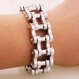 22mm Stainless Steel Silver Biker Men's Bracelet Motorcycle Chain Punk Rock Roll