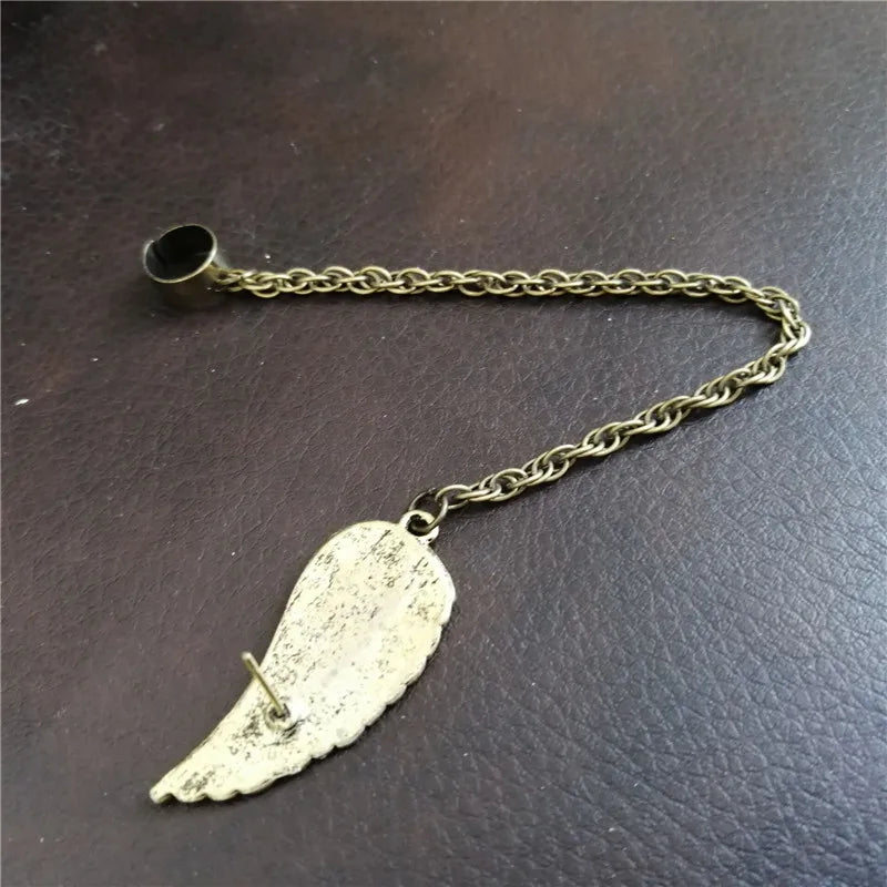 Feather Tassel Chain Ear Cuff Stud Earring Vintage Gothic Jewelry