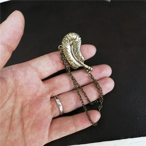 Feather Tassel Chain Ear Cuff Stud Earring Vintage Gothic Jewelry