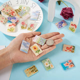 22pcs Flower Acrylic Pendants Embossed Printed Dangle Charms for Jewelry Making