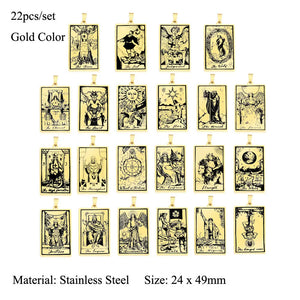 22pcs Tarot Card Stainless Steel Pendant Necklace Never Fade