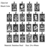 22pcs Tarot Card Stainless Steel Pendant Necklace Never Fade