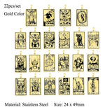 22pcs Tarot Card Stainless Steel Pendant Necklace Never Fade
