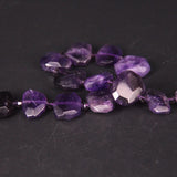 Dark Amethysts Faceted Slab Nugget Loose Beads - 22pcs/strand