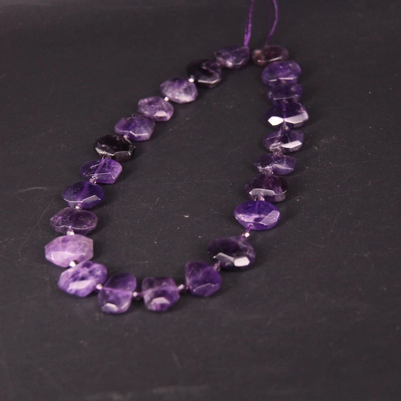 Dark Amethysts Faceted Slab Nugget Loose Beads - 22pcs/strand
