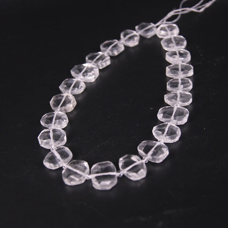 Natural Clear Crystal Faceted Slab Nugget Loose Beads Quartz Stone