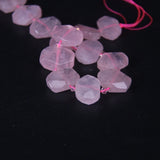 22pcs Rose Quartzs Faceted Slab Nugget Loose Beads for Jewelry Making