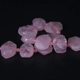 22pcs Rose Quartzs Faceted Slab Nugget Loose Beads for Jewelry Making