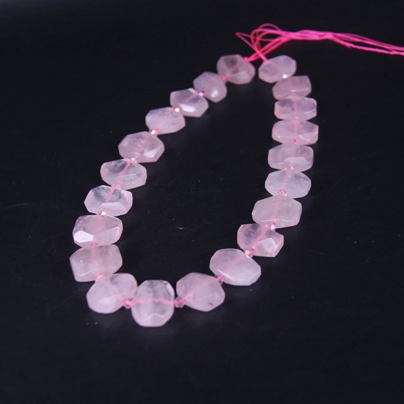 22pcs Rose Quartzs Faceted Slab Nugget Loose Beads for Jewelry Making