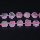 22pcs Rose Quartzs Faceted Slab Nugget Loose Beads for Jewelry Making