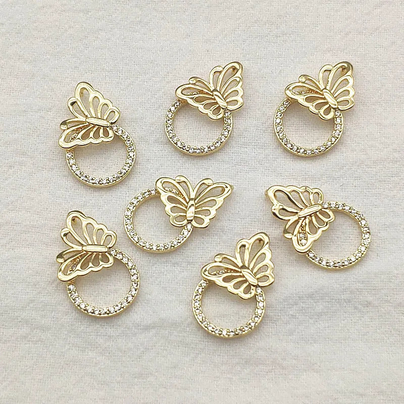 Real Plating CZ Butterfly Charm Pendant 10pcs
