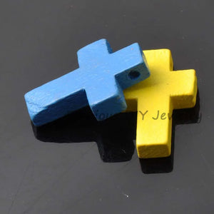 100Pcs Mixed Wooden Cross Spacer Beads For Jewelry Making DIY