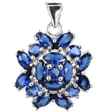 925 Sterling Silver Pendant with Golden Citrine Ruby Emerald Tanzanite