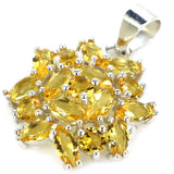 925 Sterling Silver Pendant with Golden Citrine Ruby Emerald Tanzanite