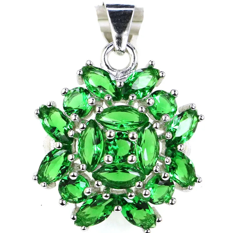 925 Sterling Silver Pendant with Golden Citrine Ruby Emerald Tanzanite