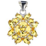 925 Sterling Silver Pendant with Golden Citrine Ruby Emerald Tanzanite