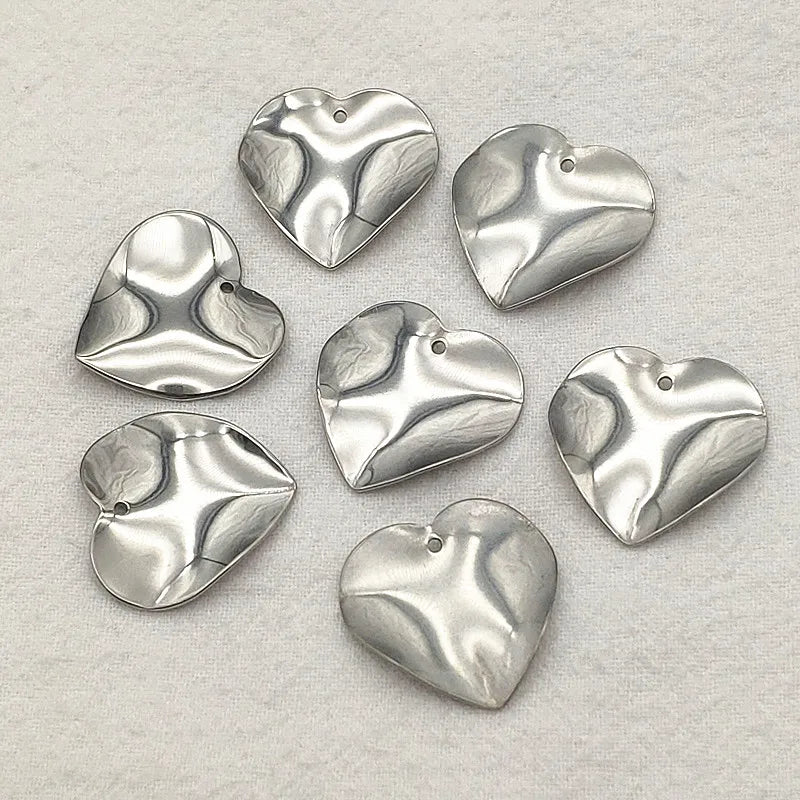 100pcs 304 Stainless Steel Heart Charm Pendants for DIY Jewelry Making