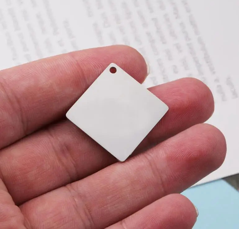20Pcs/Lot Stainless Steel Square Charms for DIY Jewelry Making