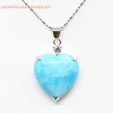 Chain Heart Drop Pendant Natural Jades Stone Necklace Charm Pendants B3348