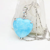 Chain Heart Drop Pendant Natural Jades Stone Necklace Charm Pendants B3348