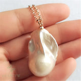 22x33mm Natural Baroque Pearl Necklace 18 inches Clasp Women Jewelry Gift