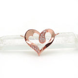Micro Pave Clear CZ Heart Charm Double Circles Men Women Bracelet Jewelry