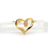 Micro Pave Clear CZ Heart Charm Double Circles Men Women Bracelet Jewelry