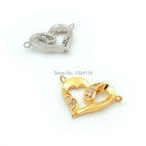 Micro Pave Clear CZ Heart Charm Double Circles Men Women Bracelet Jewelry