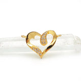Micro Pave Clear CZ Heart Charm Double Circles Men Women Bracelet Jewelry