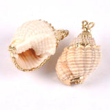 5pcs Natural Spiral Shell Charms Pendants Conch Plated Rose Jewelry