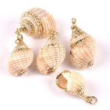 5pcs Natural Spiral Shell Charms Pendants Conch Plated Rose Jewelry