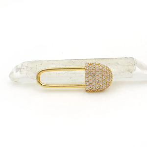 Micro Pave Clear CZ Lock Charm for Necklaces Jewelry
