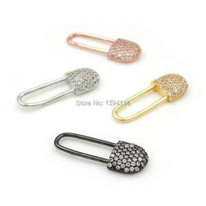 Micro Pave Clear CZ Lock Charm for Necklaces Jewelry