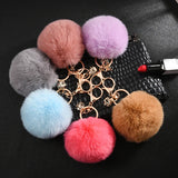 Fluffy Artificial Fur Ball Key Chain Pompons Keychain Women Car Bag Key Ring