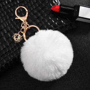 Fluffy Artificial Fur Ball Key Chain Pompons Keychain Women Car Bag Key Ring