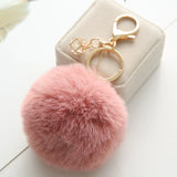 Fluffy Artificial Fur Ball Key Chain Pompons Keychain Women Car Bag Key Ring