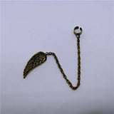 Punk Retro Angel Wing Tassel Chain Clip Earrings Ear Cuff for Woman