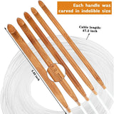 23pc Tunisian Crochet Hooks Set 3-10mm Bamboo Knitting Needle Bead Carbonized