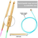 23 Pieces Tunisian Crochet Hooks Set 3-10 mm Bamboo Knitting Needle