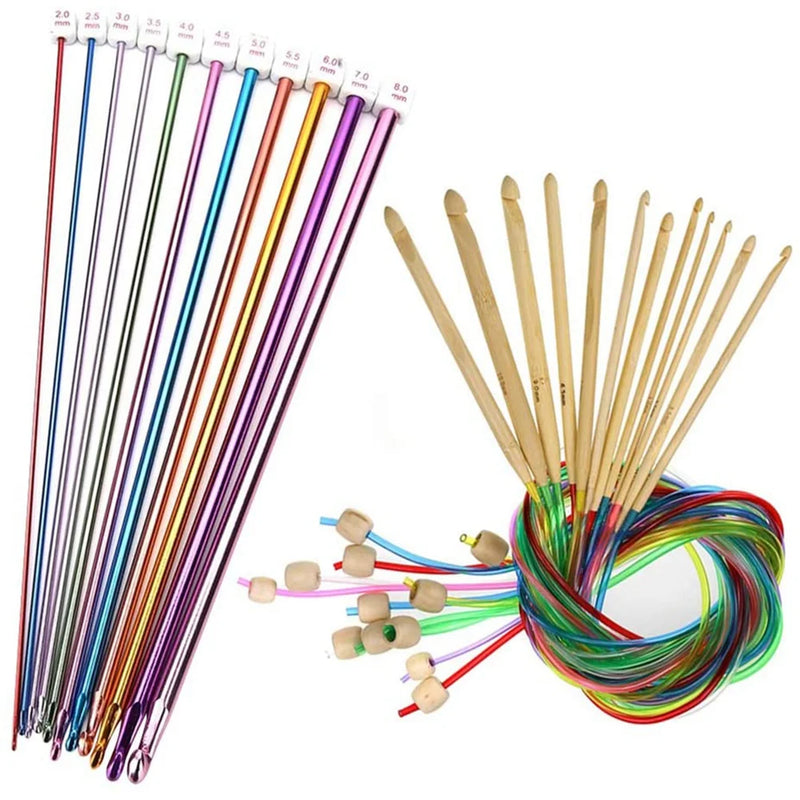 23 Pieces Tunisian Crochet Hooks Set 3-10 mm Bamboo Knitting Needle