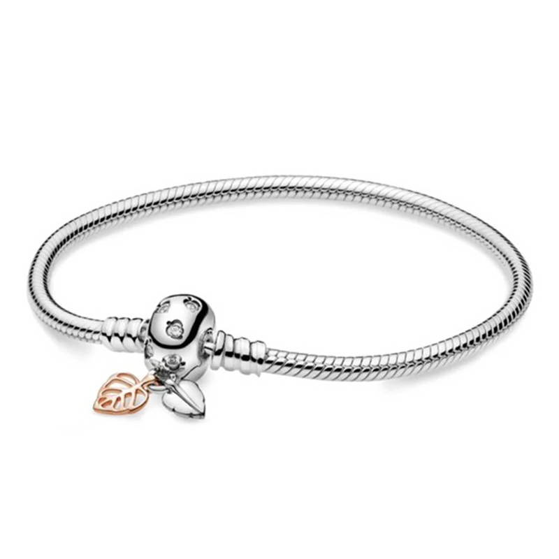 Sterling Silver Bracelet Butterfly Flower Pendant with Diamonds