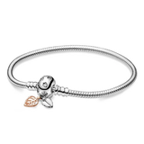 Sterling Silver Bracelet Butterfly Flower Pendant with Diamonds