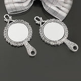 4PCS Oval Round Zinc Alloy Glass Mirror Charms Pendants Diy Jewelry Findings