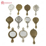 4PCS Oval Round Zinc Alloy Glass Mirror Charms Pendants Diy Jewelry Findings
