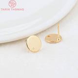10PCS 10MM 15MM 24K Brass Matte Round Stud Earrings