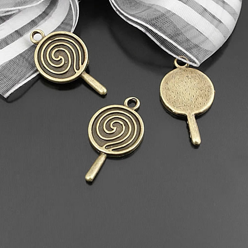 30PCS 23x14MM Antique Bronze Lollipop Charms Pendants